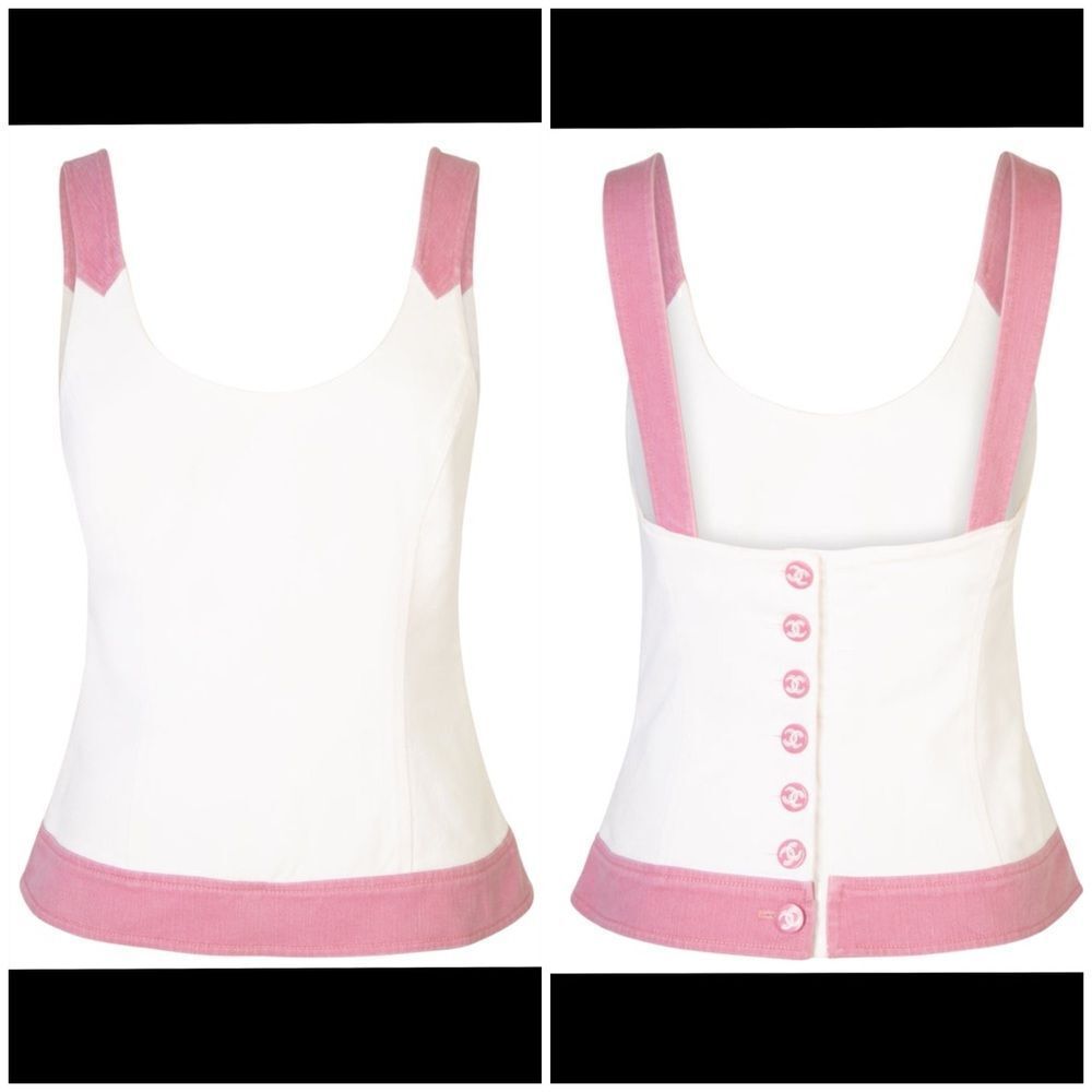 Vintage Chanel Pink & White Top
